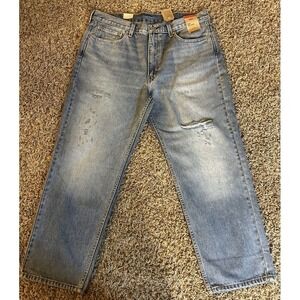 Levi's 550 Relaxed 38x20‎ Medium Blue Distressed Denim Ripped Jeans Men's NEW